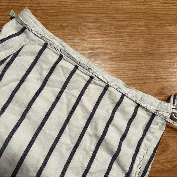 Abercrombie XL Linen Cotton Short Mini Wrap Skirt White Navy Vertical Stripes - Picture 7 of 8